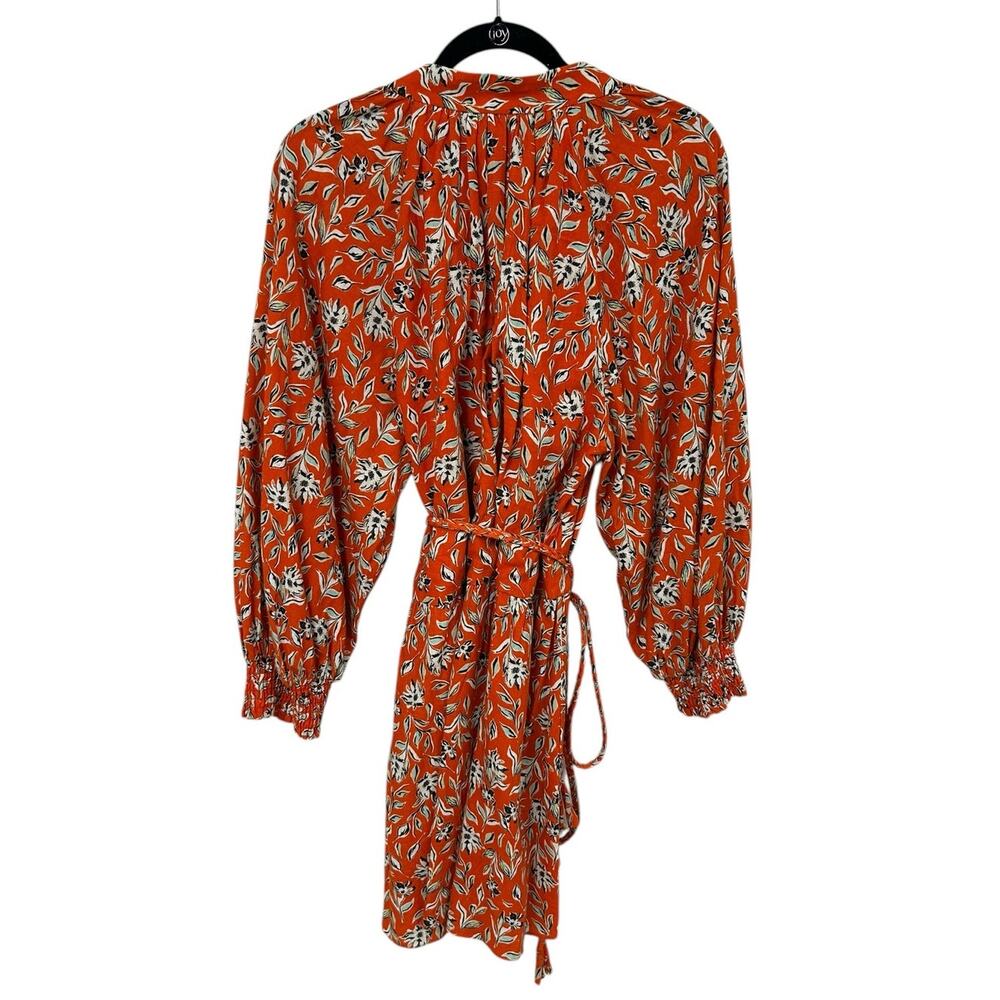 Alice + Olivia Lilian Floral Print Mandarin-Collar Mini Dress w/ Belt Womens 14 - Picture 7 of 7